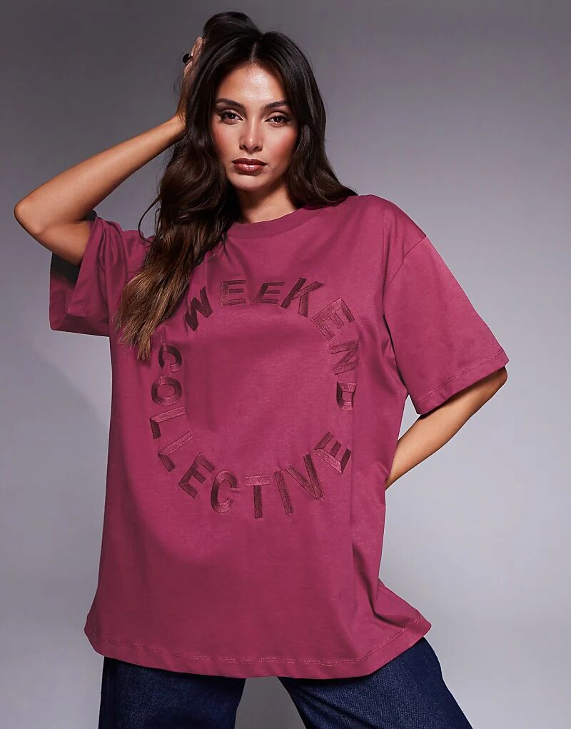 

Футболка Weekend Collective с круговой графикой сливового цвета Asos Weekend Collective