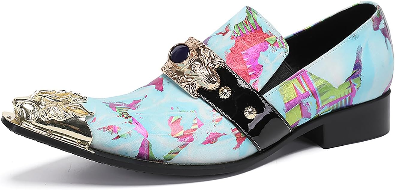 

Мужские повседневные туфли Santimon из кожи с металлическим наконечником, черные лоферы с камнями, формальная обувь в западном стиле для свадьбы, вечеринок, бальных танцев, мокасины без шнурков, мужские лоферы