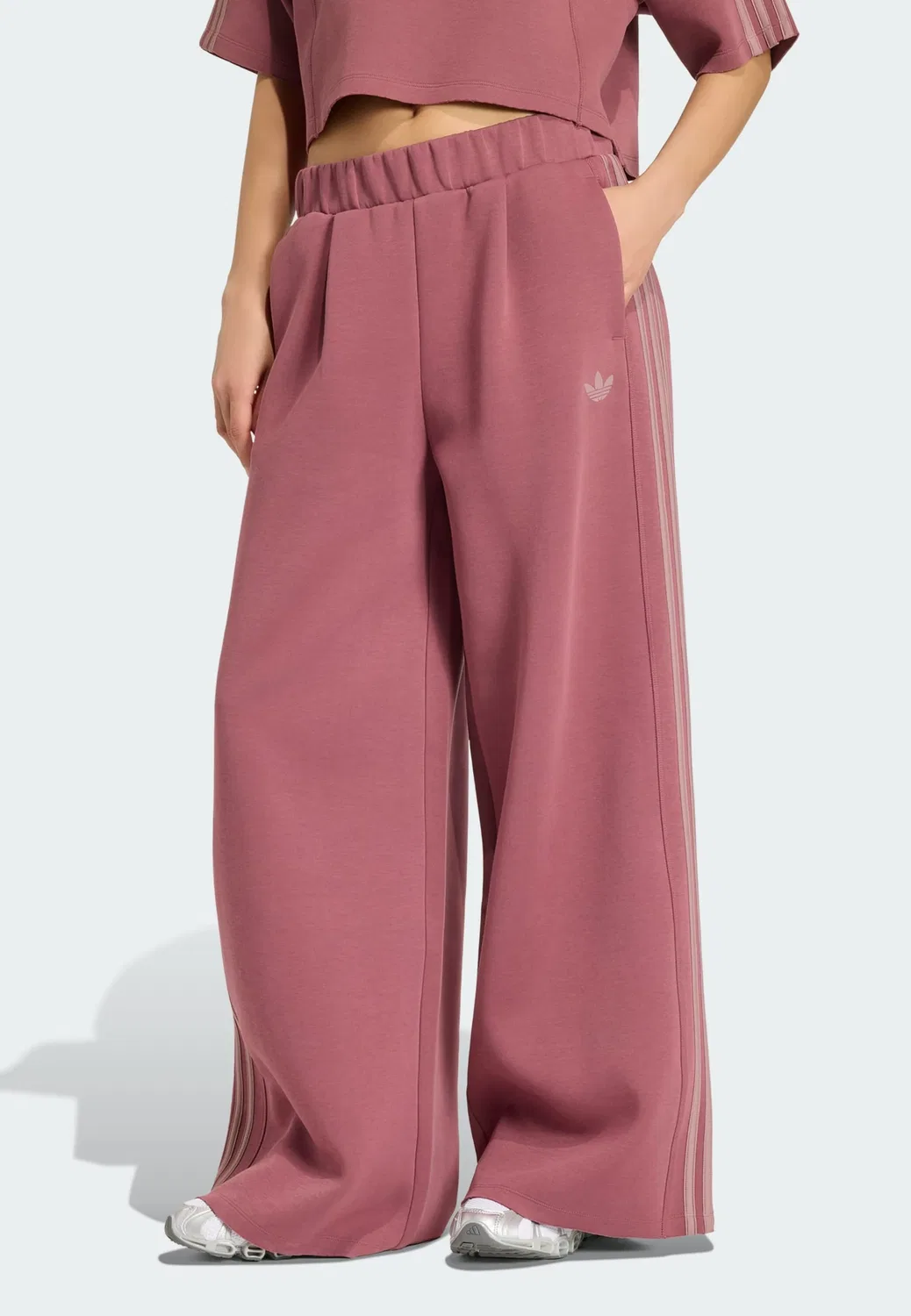 Брюки Adidas Originals с широкими штанинами Sst 2.0 бордового цвета — фото 2
