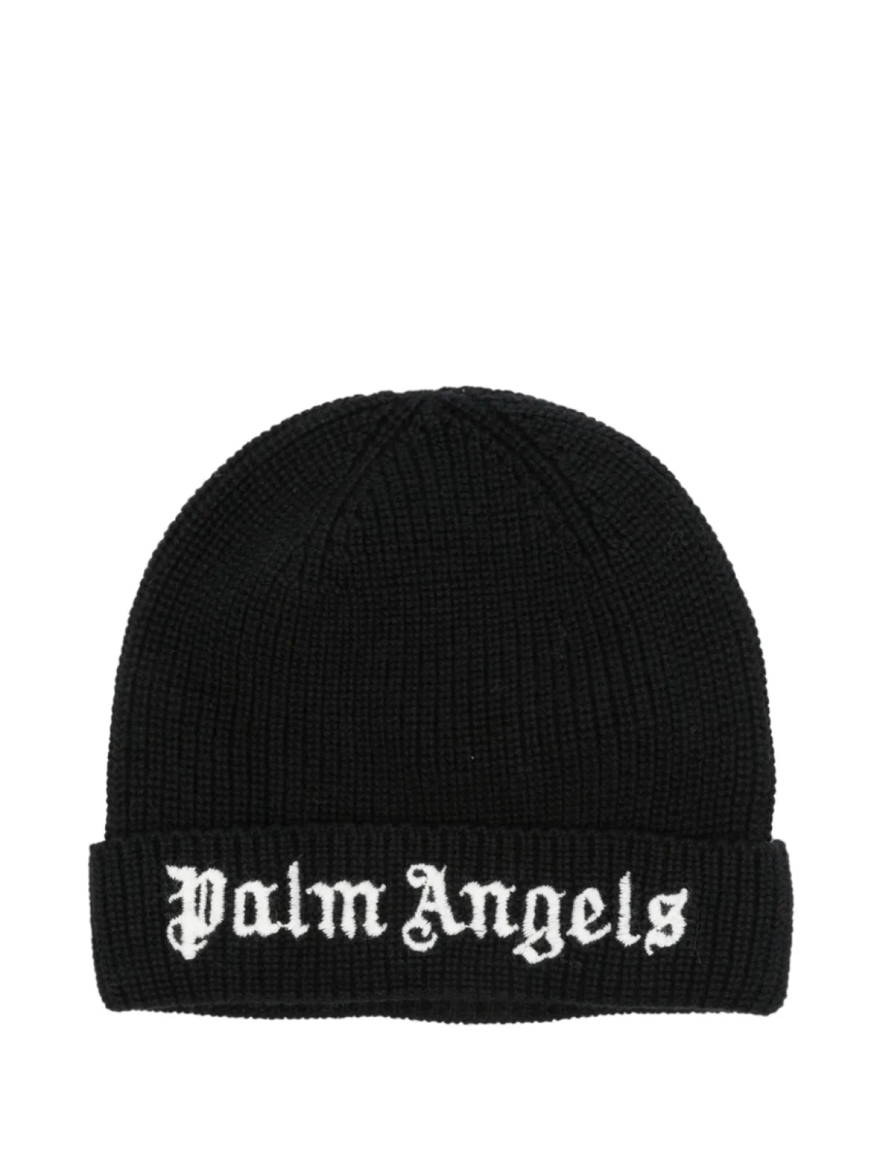 

Palm Angels Kids шапка бини в рубчик с вышитым логотипом, черный