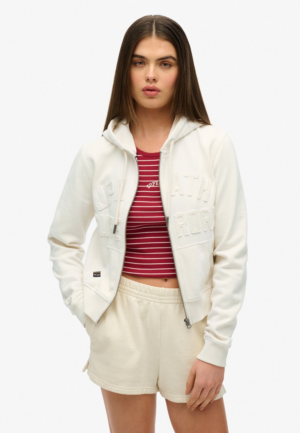 

Толстовка на молнии ATHLETIC ESSENTIALS TONAL CROPPED Superdry, белый