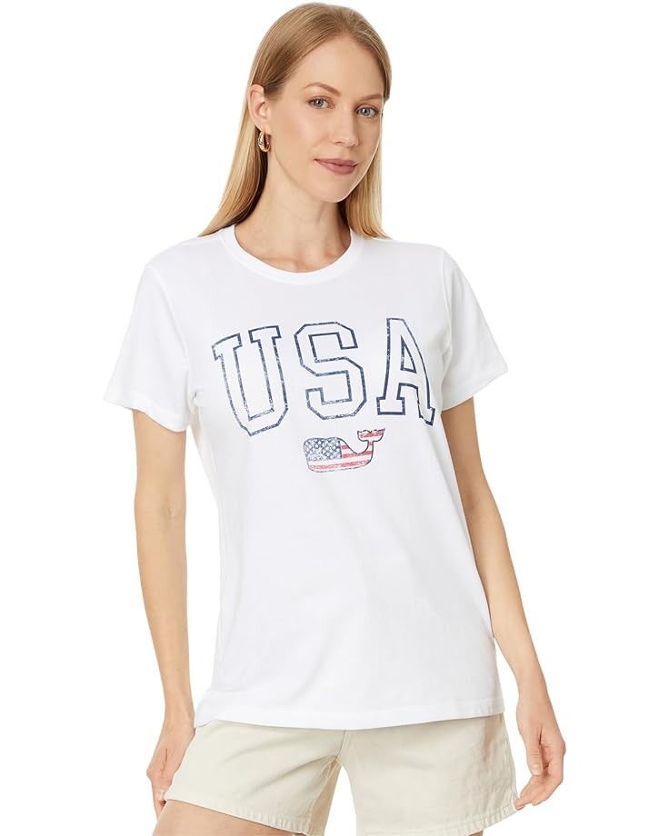 

Футболка Vineyard Vines Flag Whale SS Tee, цвет White Cap