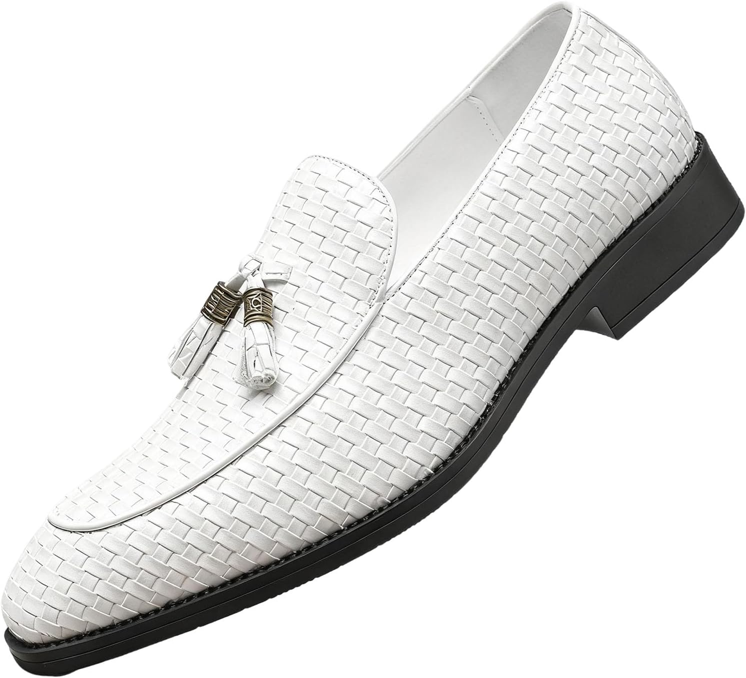 

Мужские лоферы с кисточками, плетеные, массивные, удобные, с квадратным носком, нескользящие, без шнурков, мокасины, повседневные, для работы, свадьбы, прогулок и вождения Nxnbhsl, белый