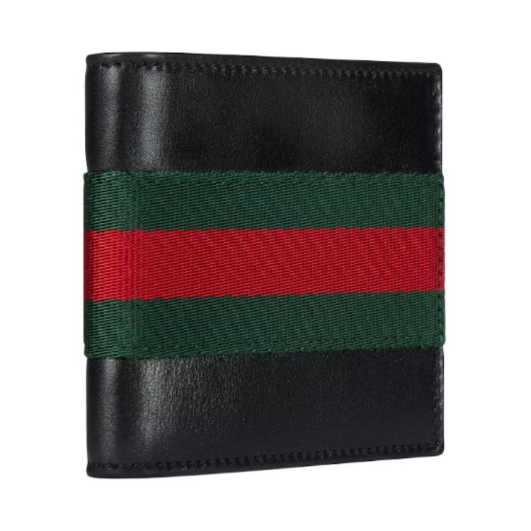 GUCCI Мужской бумажник WebTrademark из мягкой кожи черный — фото 2