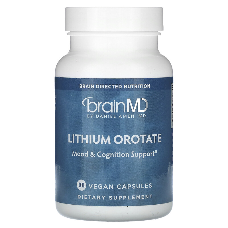 

BrainMD, Оротат лития, 5 мг, 60 веганских капсул