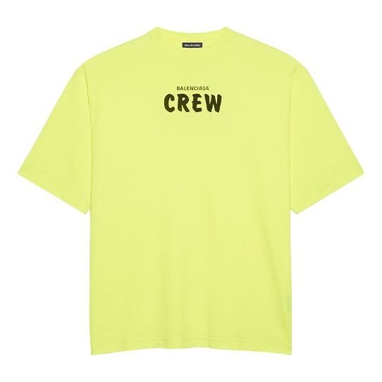 

Футболка men's crew alphabet printing short sleeve fluorescent green Balenciaga, бежевый