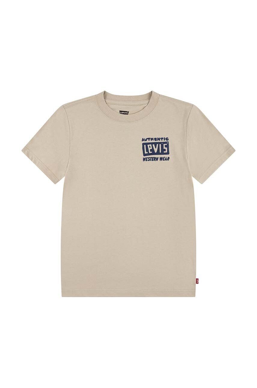 

Детская хлопковая футболка Levi's CACTUS OUT WEST TEE, бежевый