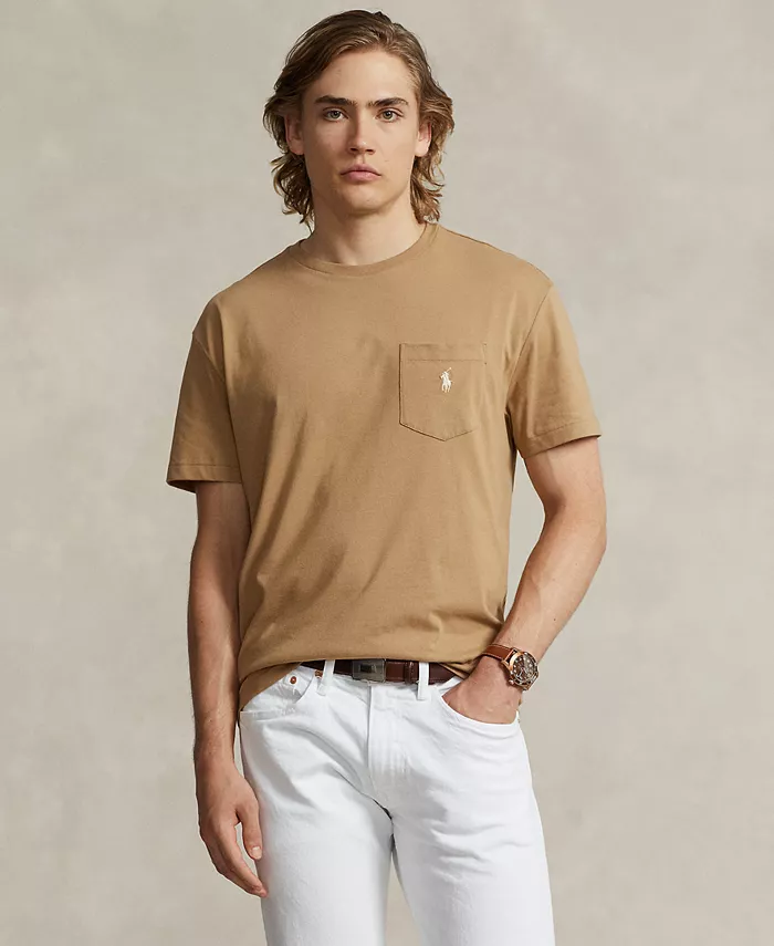 

Мужская классическая футболка с карманом из джерси Polo Ralph Lauren, коричневый/бежевый
