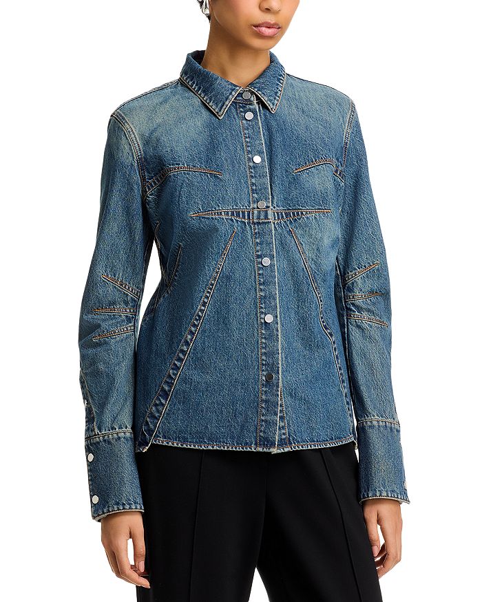 

Облегающая джимсовая рубашка Helmut Lang, синий