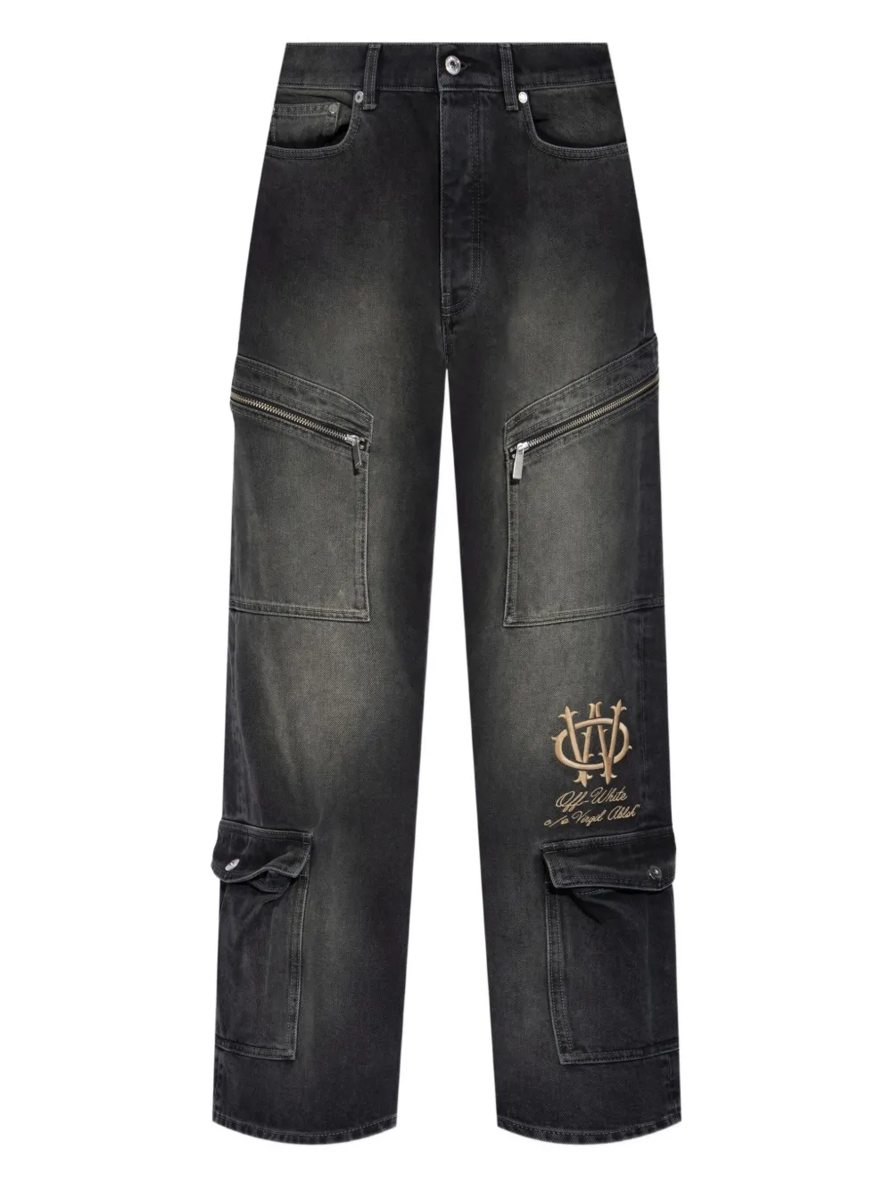 

Джинсы с вышитым логотипом Off-White, черный