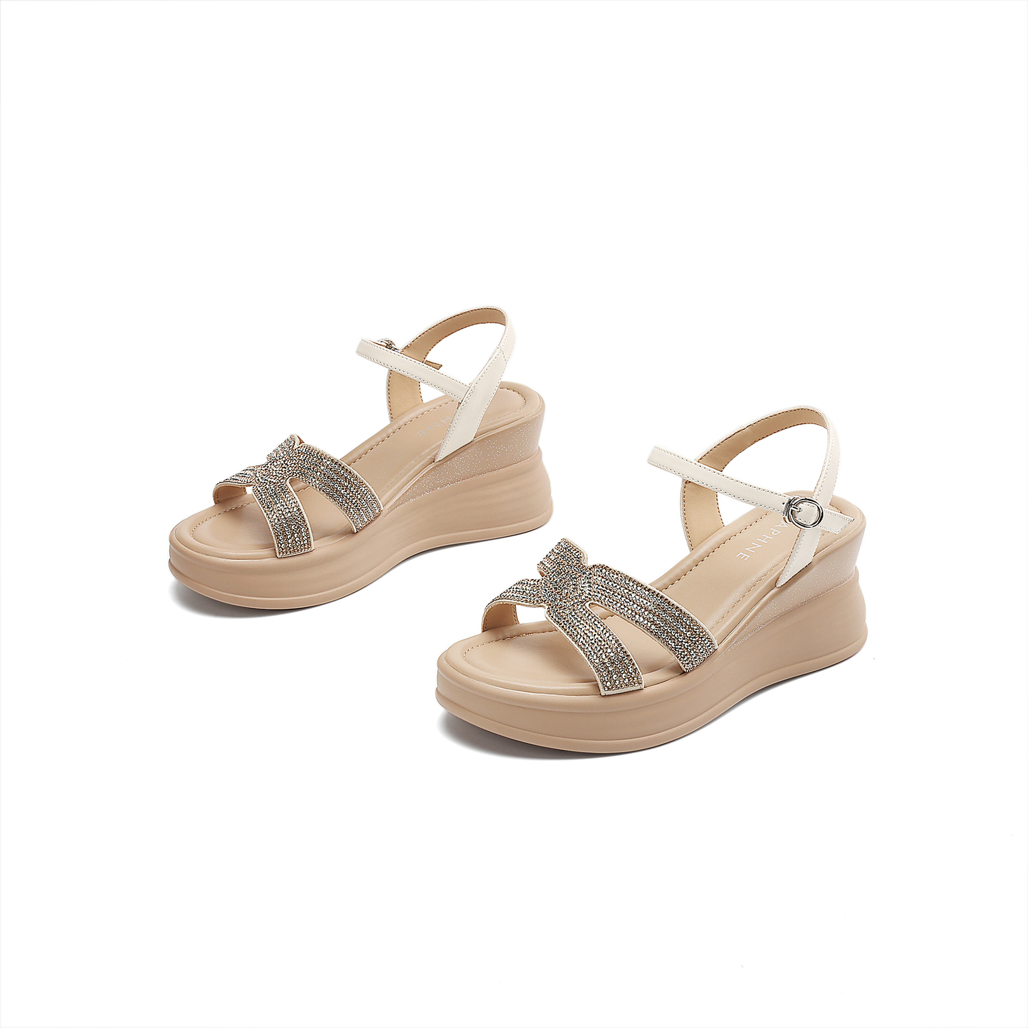 DAPHNE Женские босоножки на высоком каблуке с одной застежкой бежевые, цвет Beige — фото 2