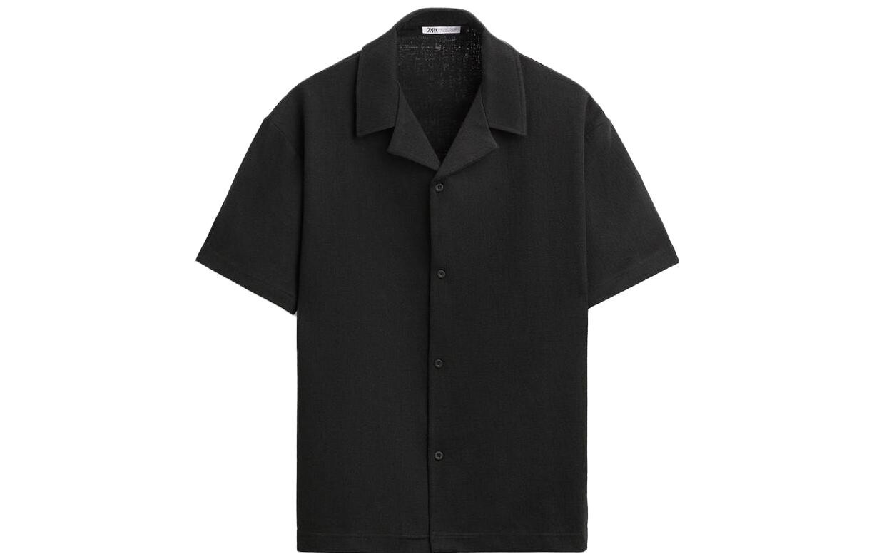 

Рубашка мужская черная Zara, черный