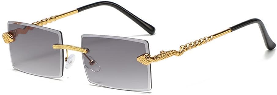 

Солнцезащитные очки без оправы прямоугольной формы для женщин в стиле ретро с змеиным рисунком и прозрачными линзами Ocean. Солнцезащитные очки для мужчин с защитой от УФ-излучения UV400 generic, Gold Grey