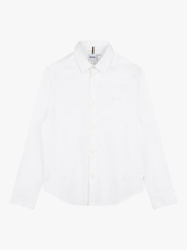 

Детская хлопковая рубашка с длинными рукавами HUGO BOSS, White
