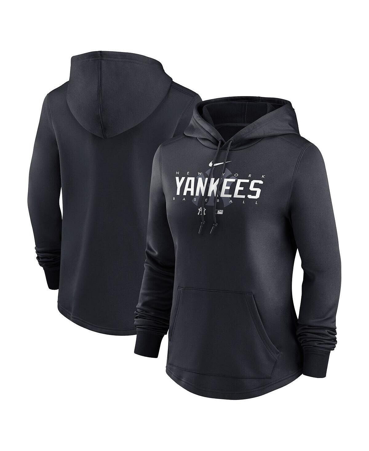 

Женский темно-синий пуловер с капюшоном New York Yankees Authentic Collection Pregame Performance Nike, темно-синий