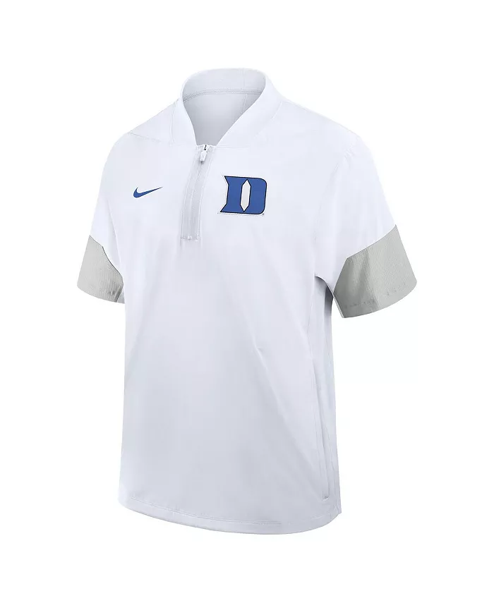 Мужская белая куртка тренера Duke Blue Devils 2025 с короткими рукавами и четверть-молнией для боковой линии Nike — фото 2