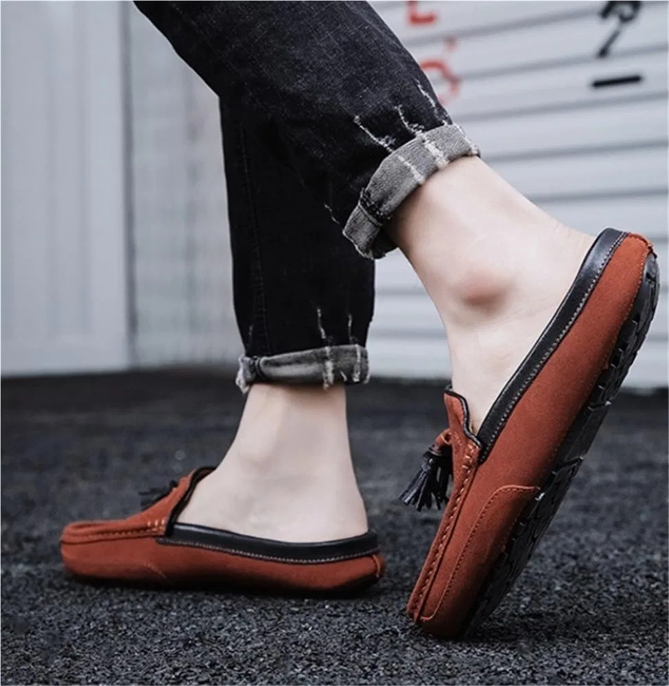 туфли лоферы замшевые мужские на плоском каблуке, красный UOPYNE — фото 4