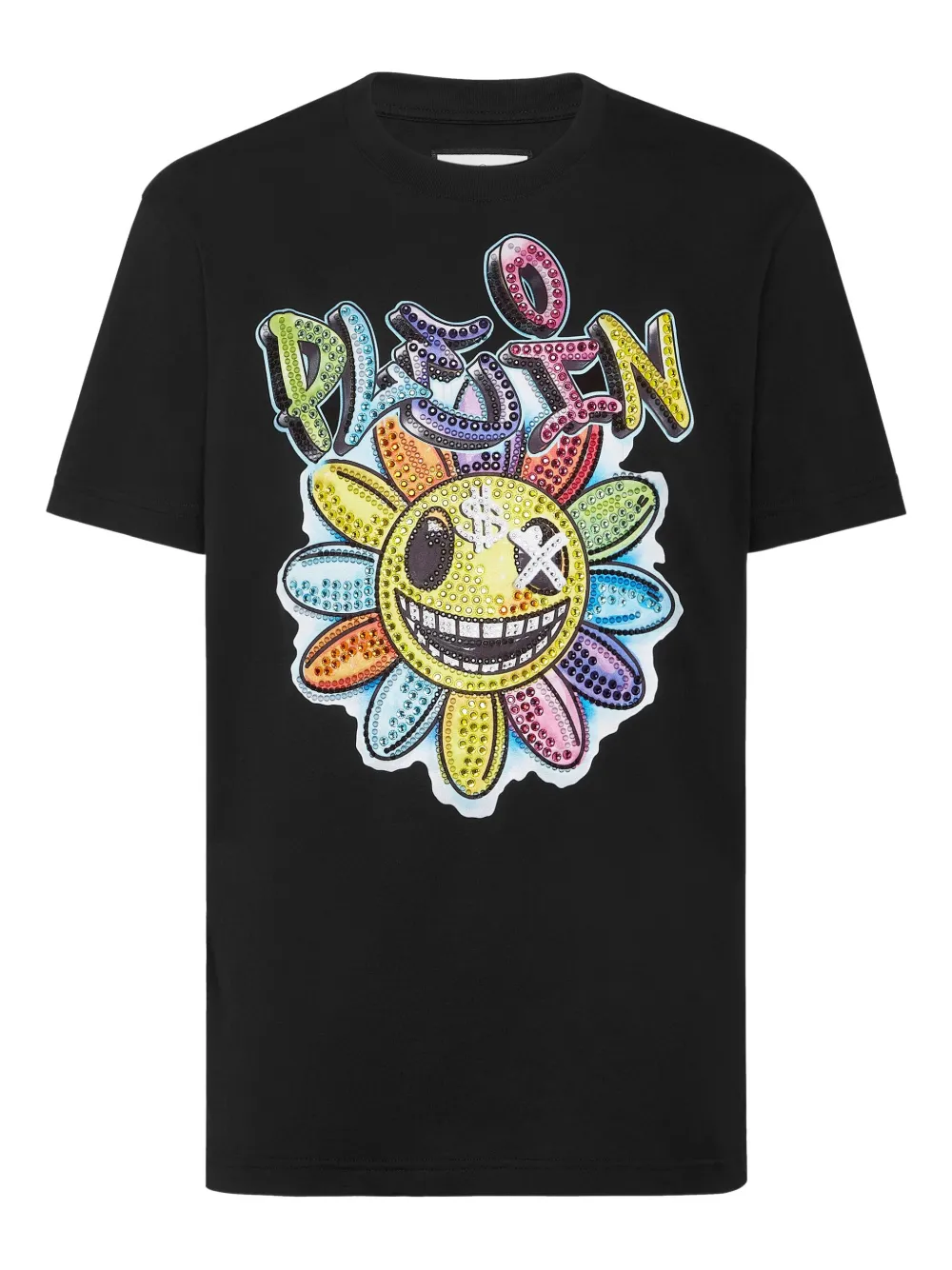 

Футболка Stones Smile с цветочным декором и кристаллами Philipp Plein, черный