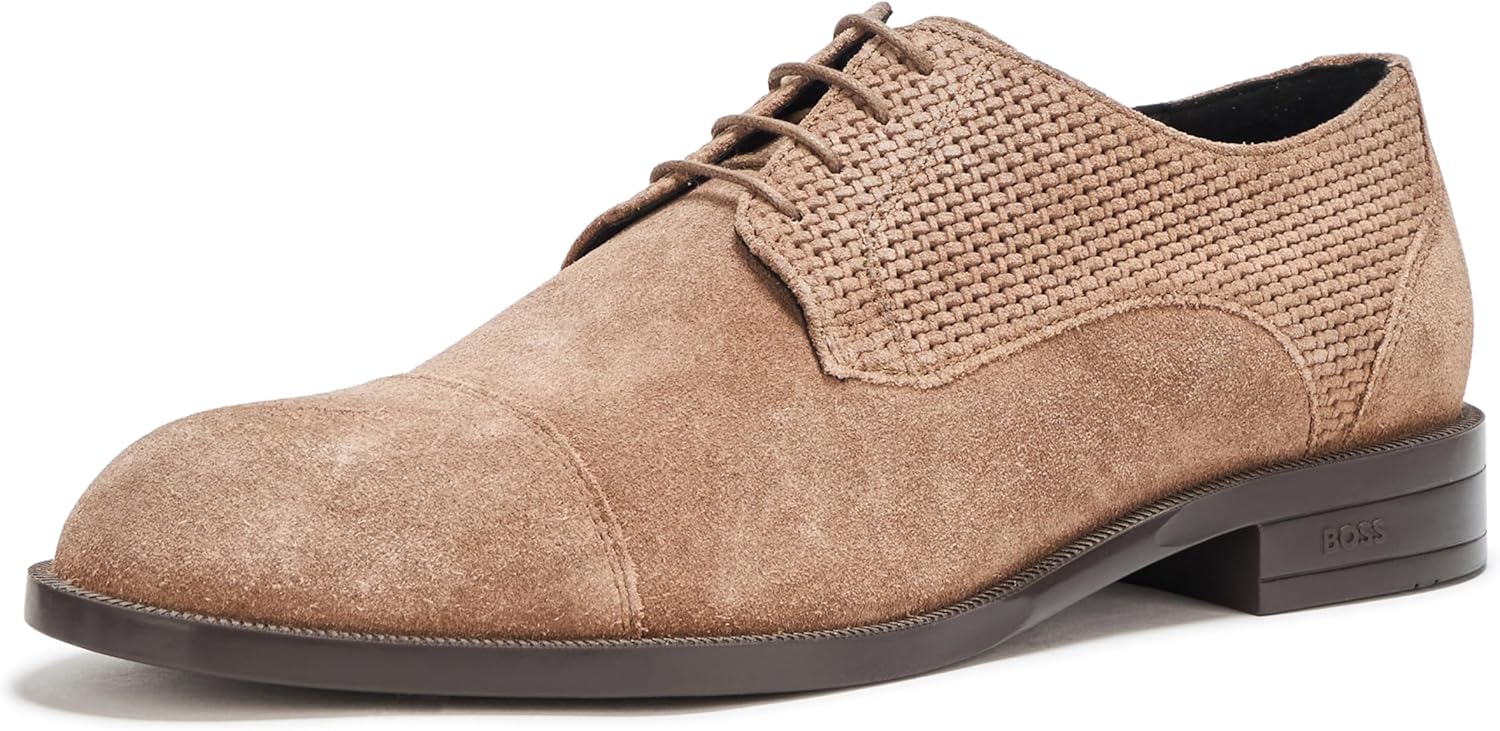 

BOSS Мужские туфли-оксфорды Tayil из замши и кожи, Moth Wing