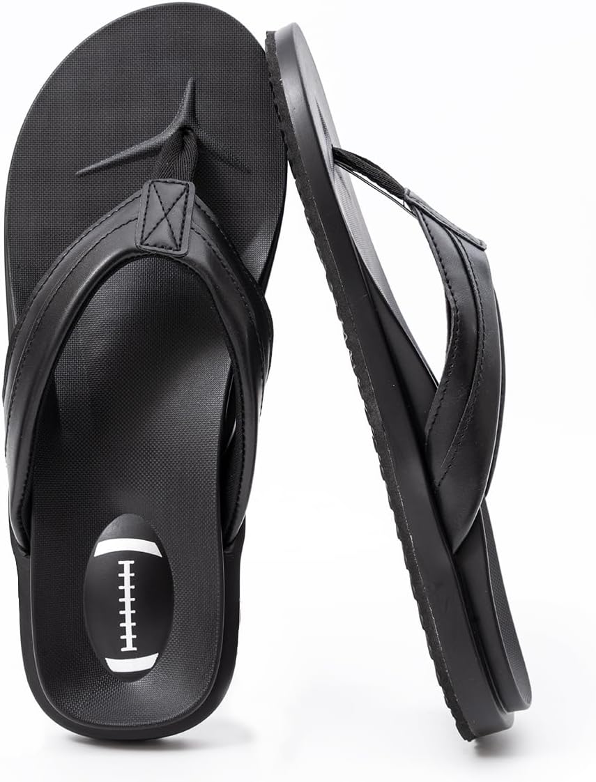 

Мужские вьетнамки QIGEGE с поддержкой свода стопы, ультрамягкой мягкой стелькой, легкие, удобные, с толстой подошвой, для йоги, пляжа и повседневной носки, черный