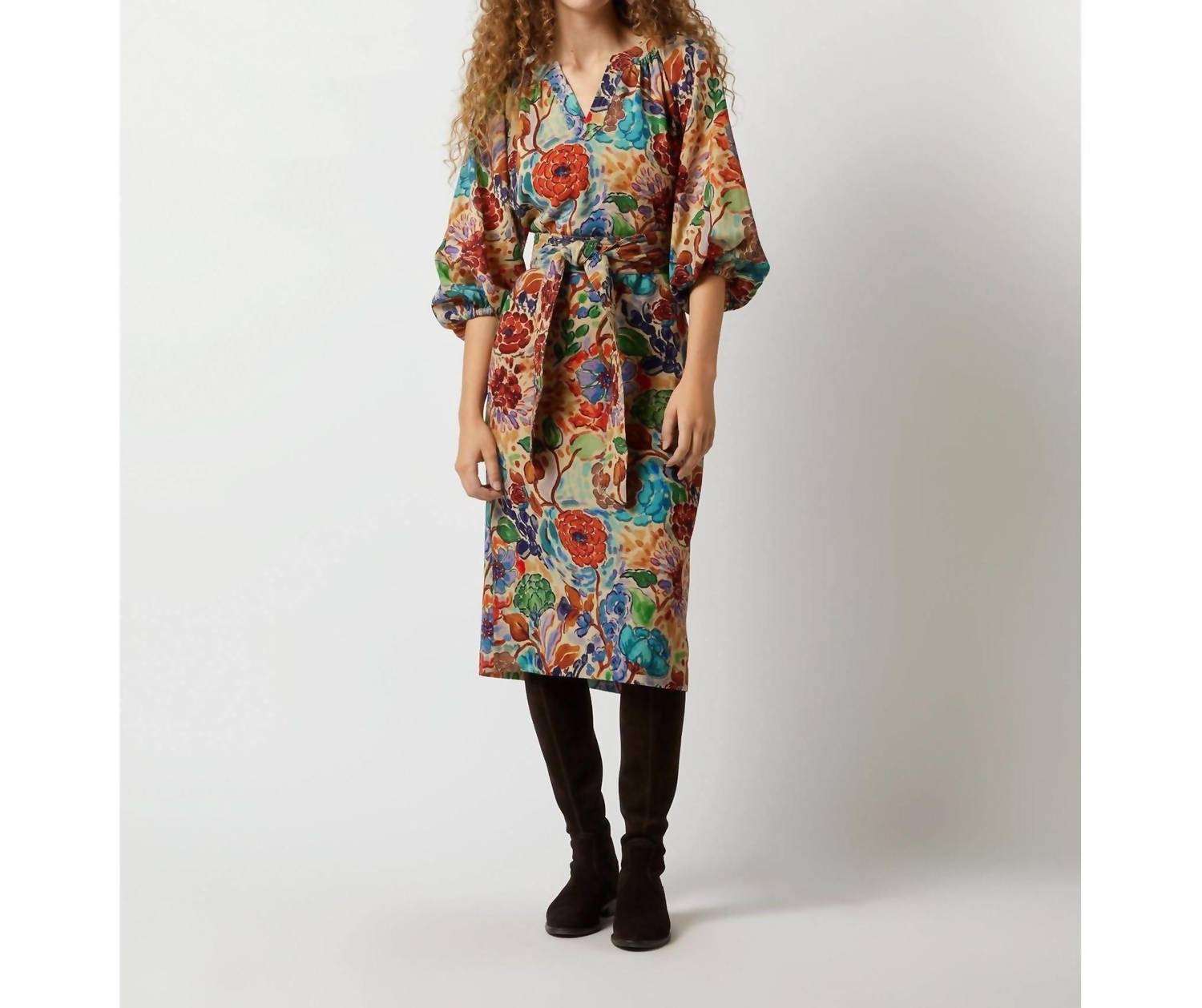 

Платье-блузон Trapunto из крепа с разноцветным цветочным принтом Ann Mashburn, цвет multi floral crepe