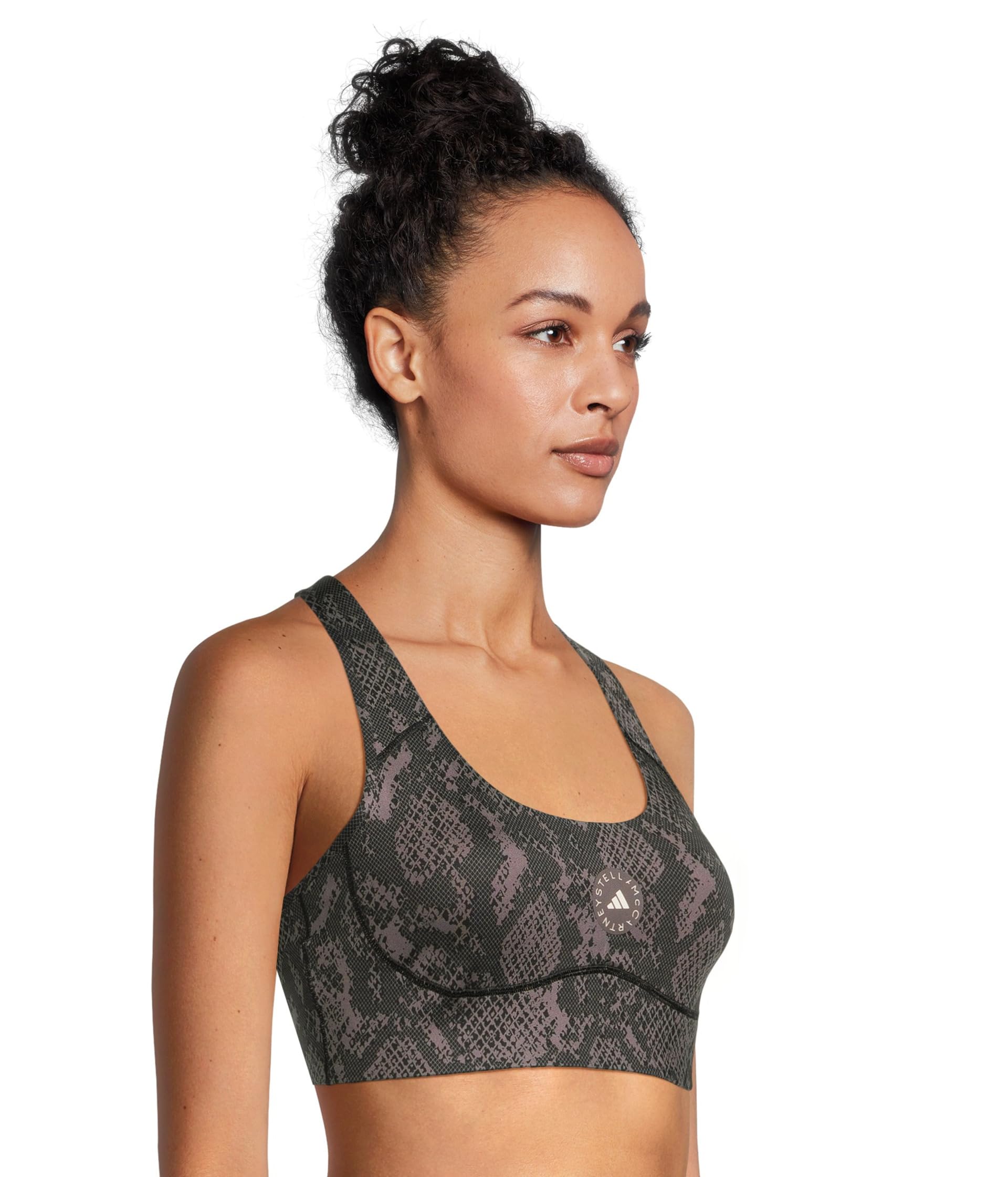 Бюстгальтер adidas by Stella McCartney Power Impact Training Bra Medium Support Printed JW4542, цвет Charcoal Black — фото 2