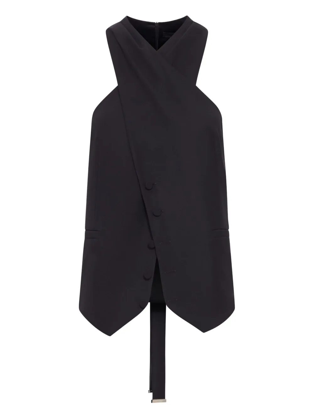 

Шерстяной жилет с запахом MAX MARA, черный