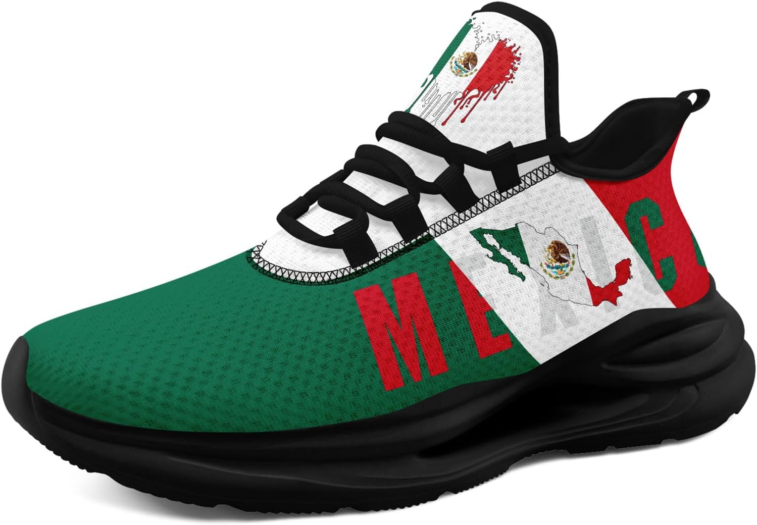 

Кроссовки AWSOLE с флагом Мексики для мужчин и женщин, с сеткой, легкие, дышащие, стильные, для занятий спортом, бега и фитнеса, белый/черный/красный/зеленый