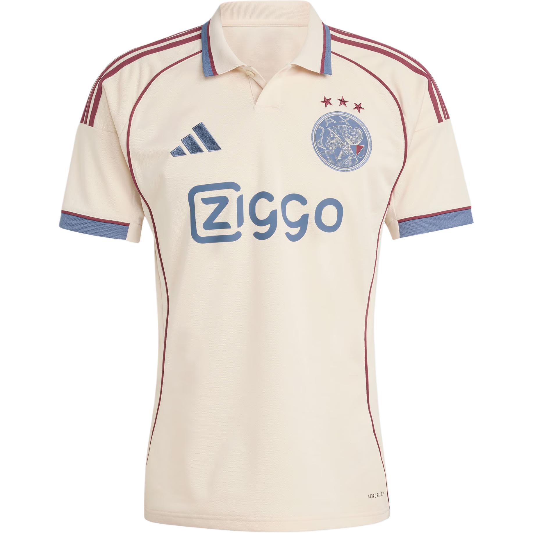 

Футболка Ajax Three stripe Polo Shirt Adidas, светлая слоновая кость