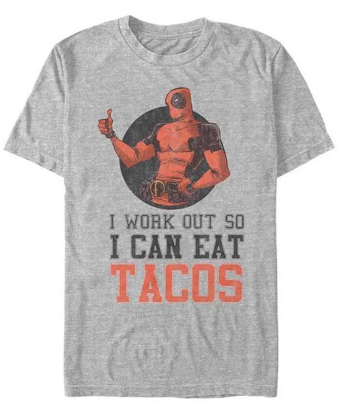 

Мужская футболка Marvel Deadpool I Workout For Tacos с коротким рукавом Fifth Sun, серый