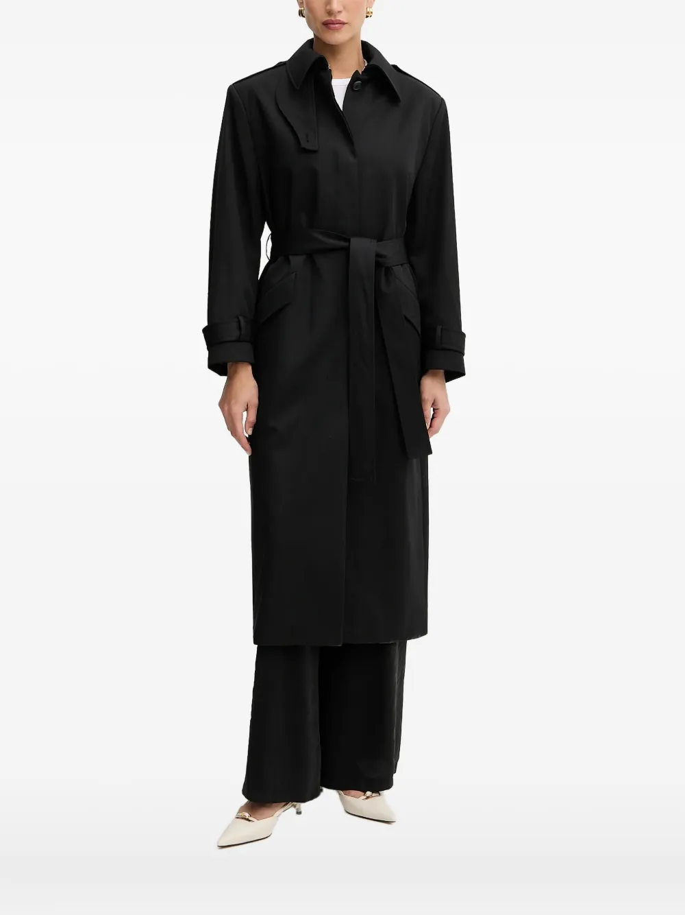 

Тренч с поясом BOSS, черный