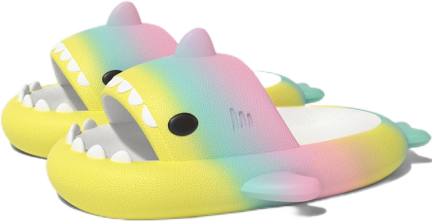 

Шлепанцы с акулой для женщин и мужчин, шлепанцы Cloud Shark, противоскользящие шлепанцы с открытым носком, супер мягкие шлепанцы с открытым носком для душа Generic, зеленый/желтый/розовый