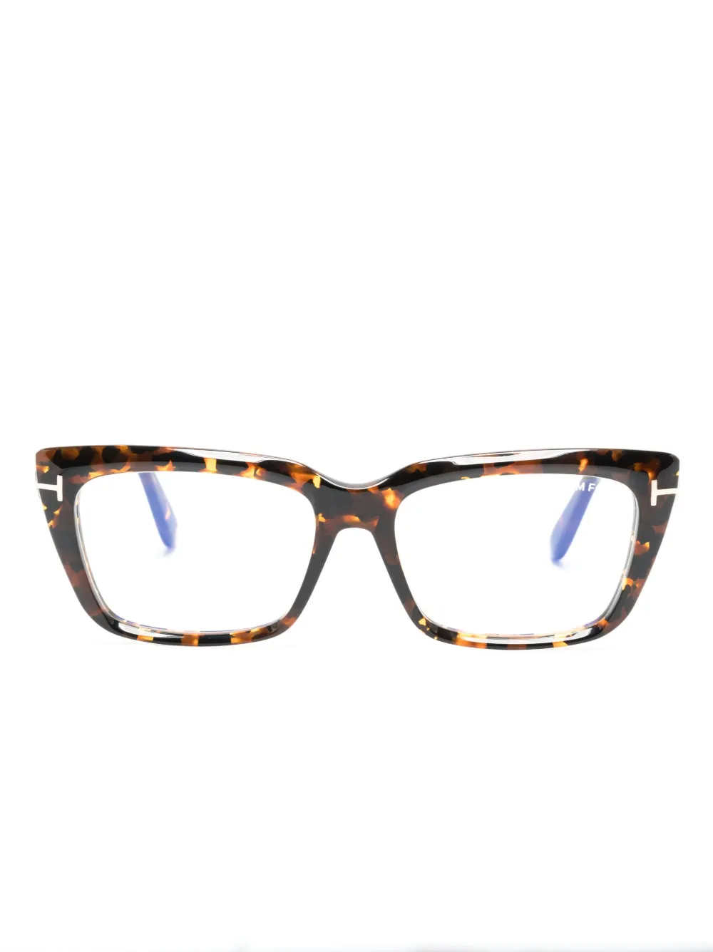 

Очки в прямоугольной оправе черепаховой расцветки TOM FORD Eyewear, коричневый