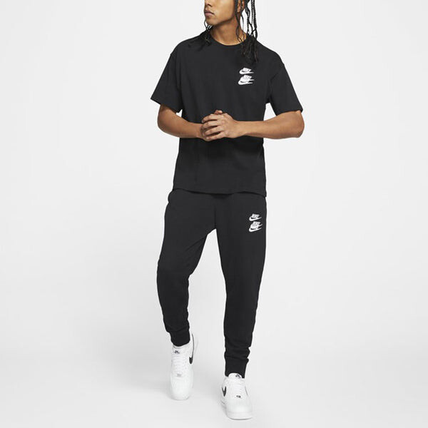 Футболка Nike Sportswear Around the world Subject Embroidered Logo ribbed Round Neck Short Sleeve Black, мультиколор — фото 3