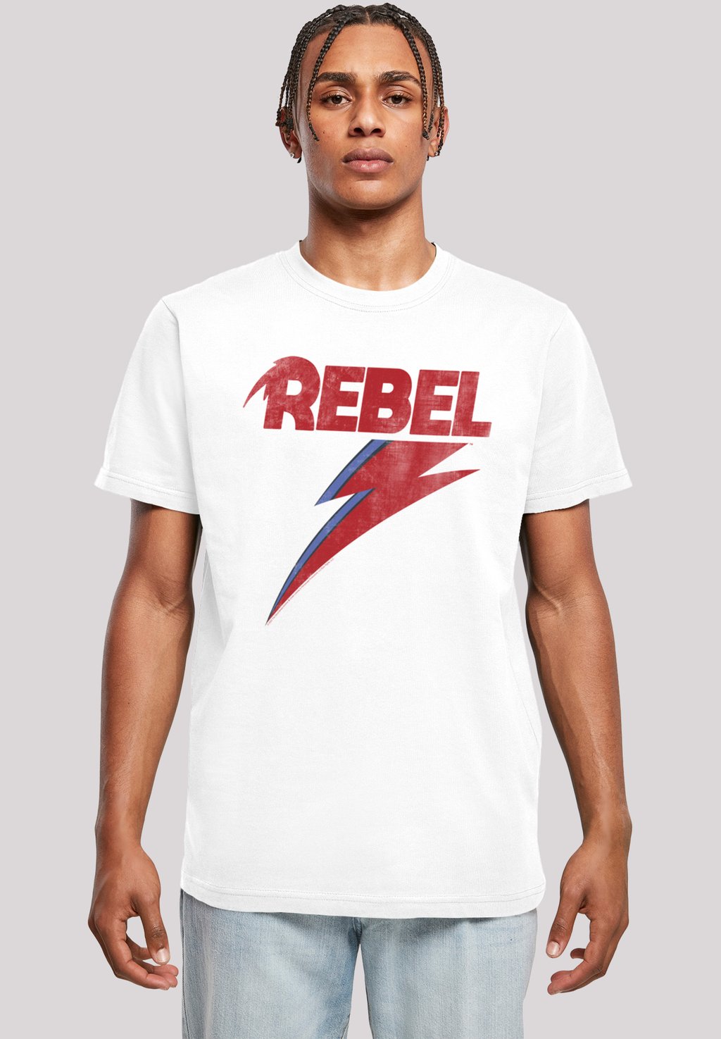 

Футболка с принтом DAVID BOWIE DISTRESSED REBEL F4NT4STIC, белый