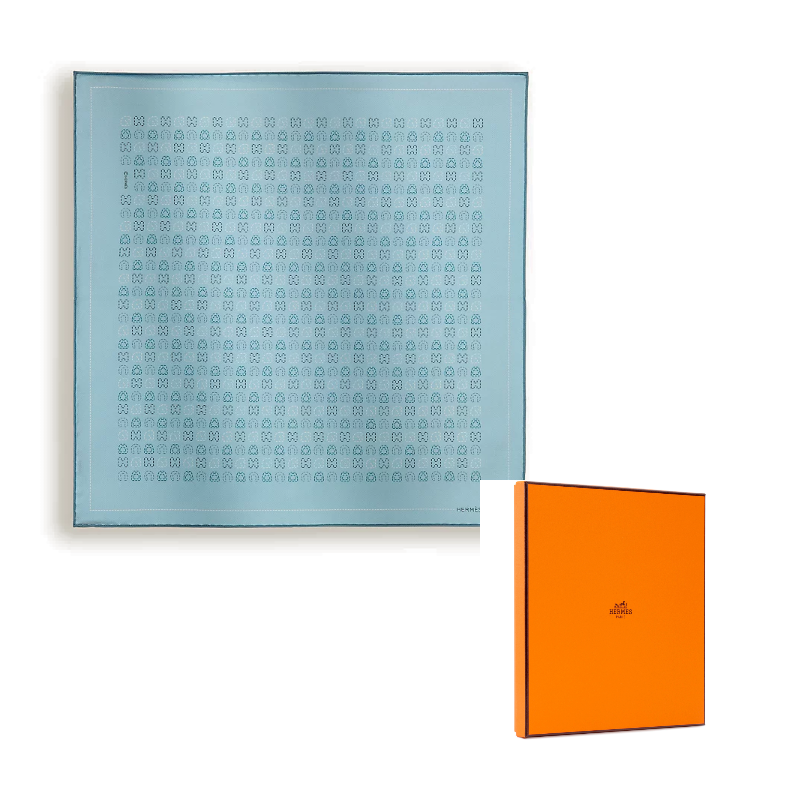 

HERMES Шёлковый шарф унисекс светло-голубой, Light Blue