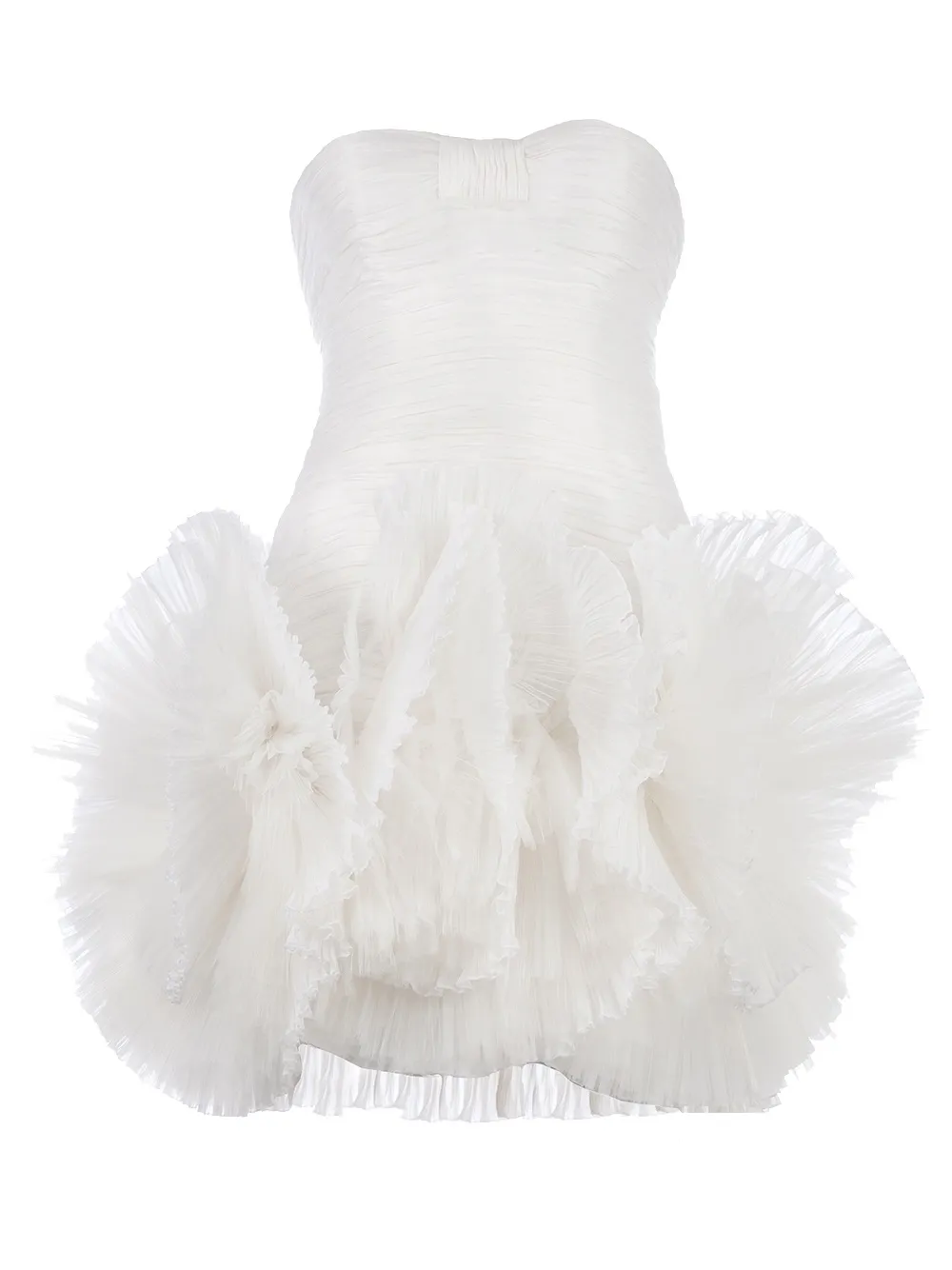 

Платье мини без бретелек с плиссировкой Zuhair Murad, белый