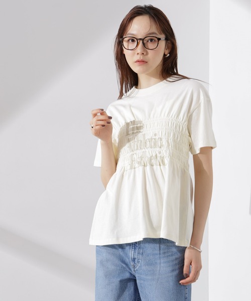 

Спортивная футболка с присборенной отделкой Russell Athletic, кремовый