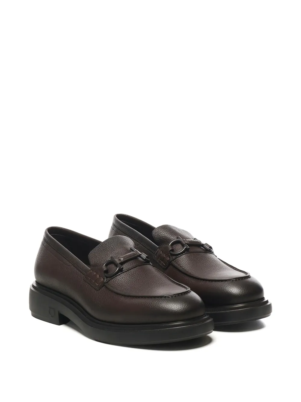 Лоферы с декором Gancini Ferragamo, коричневый — фото 2