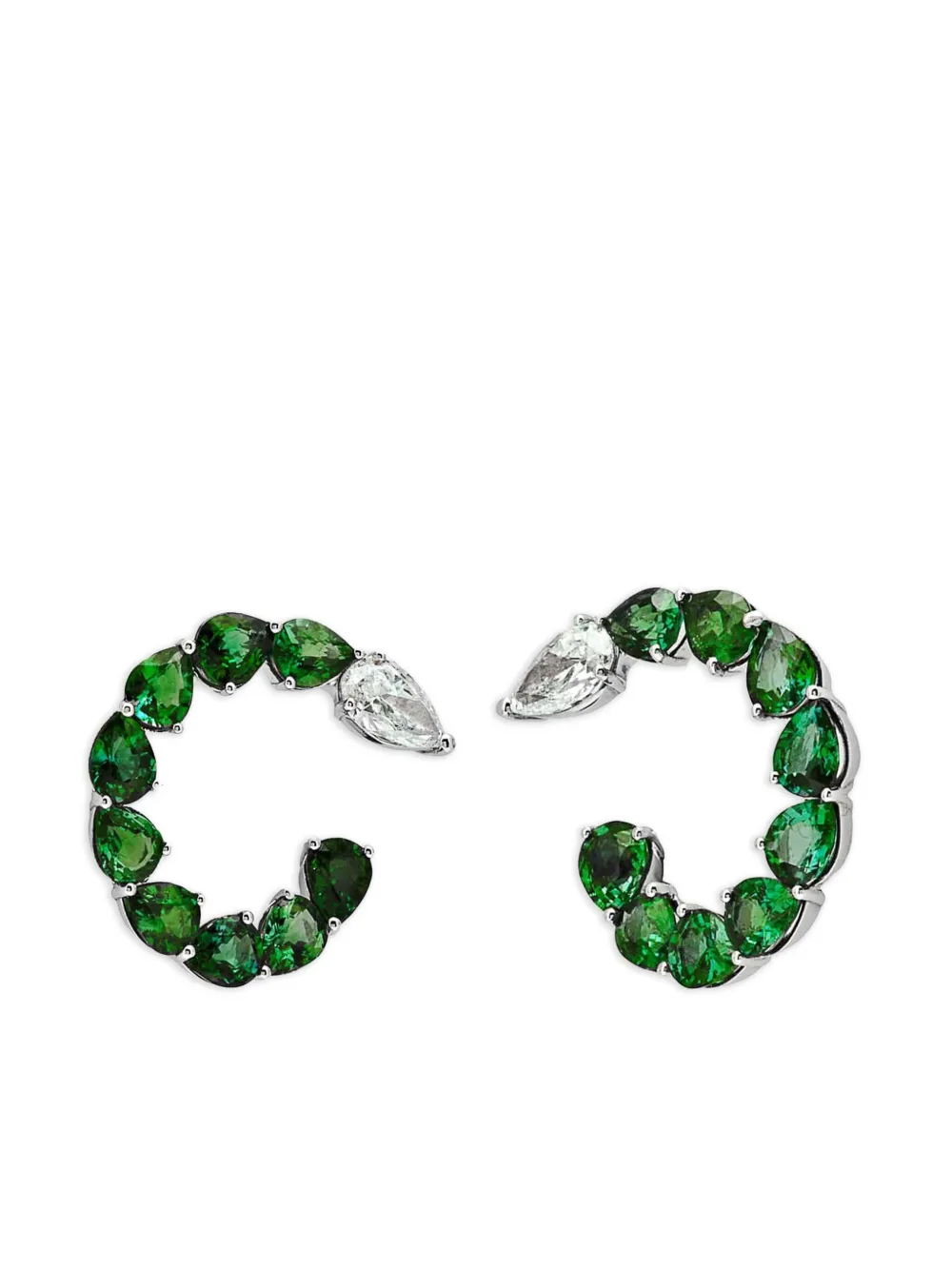 

Серьги из белого золота с бриллиантами и изумрудами Jewels Aficionado, серебяный