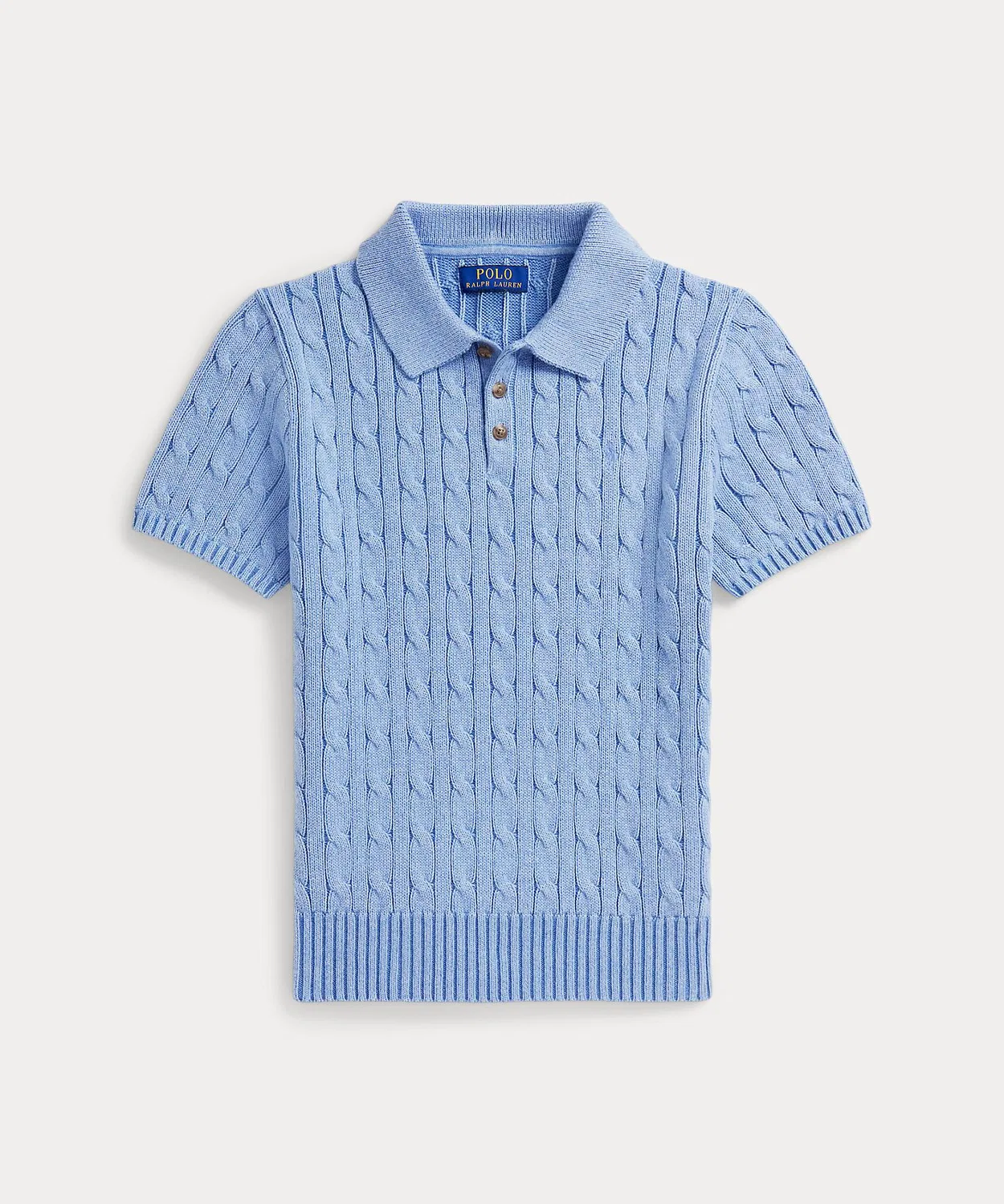 Свитер с поло-воротником, трикотажный, хлопковый, Ralph Lauren, синий — фото 2