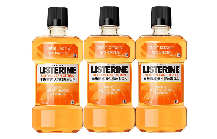 Listerine Натуральный апельсиновый ополаскиватель для рта освежающий дыхание 500мл+250мл — фото 3