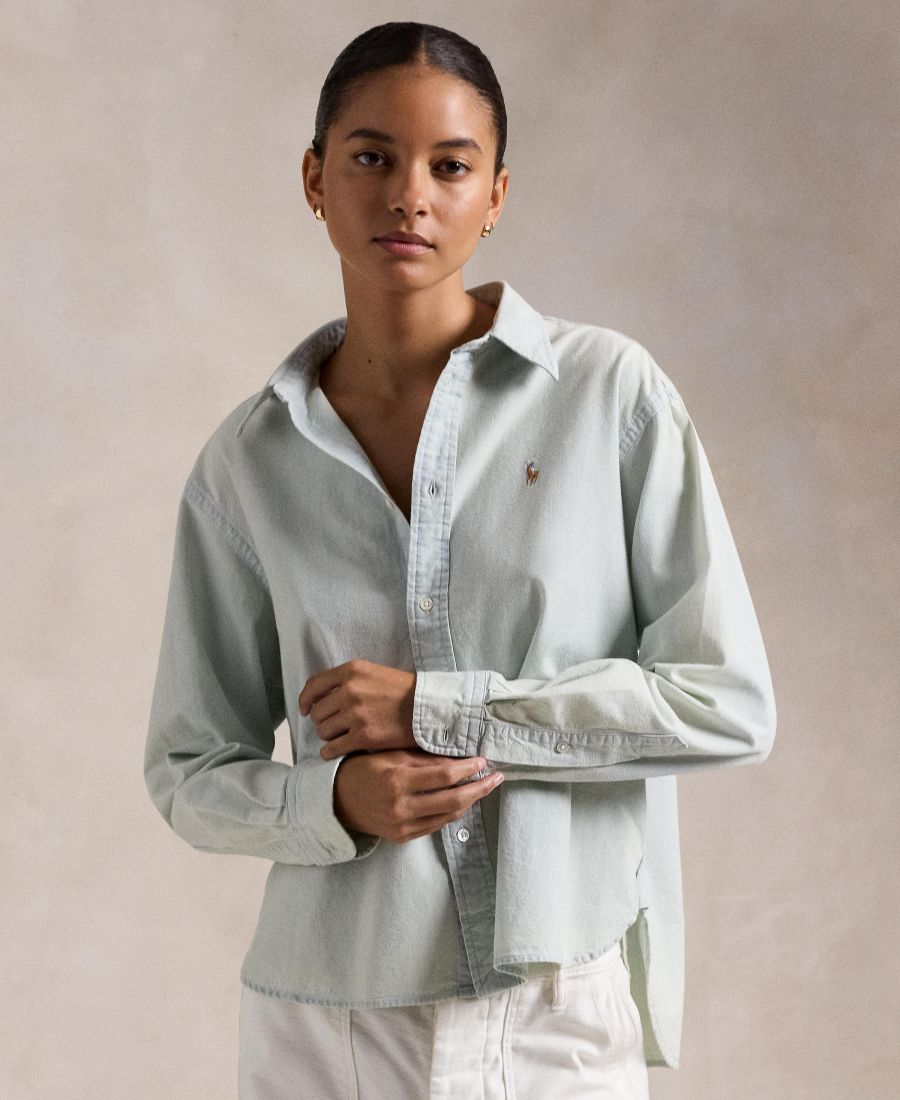 

Женская укороченная рубашка свободного кроя из шамбре Polo Ralph Lauren, Chambray