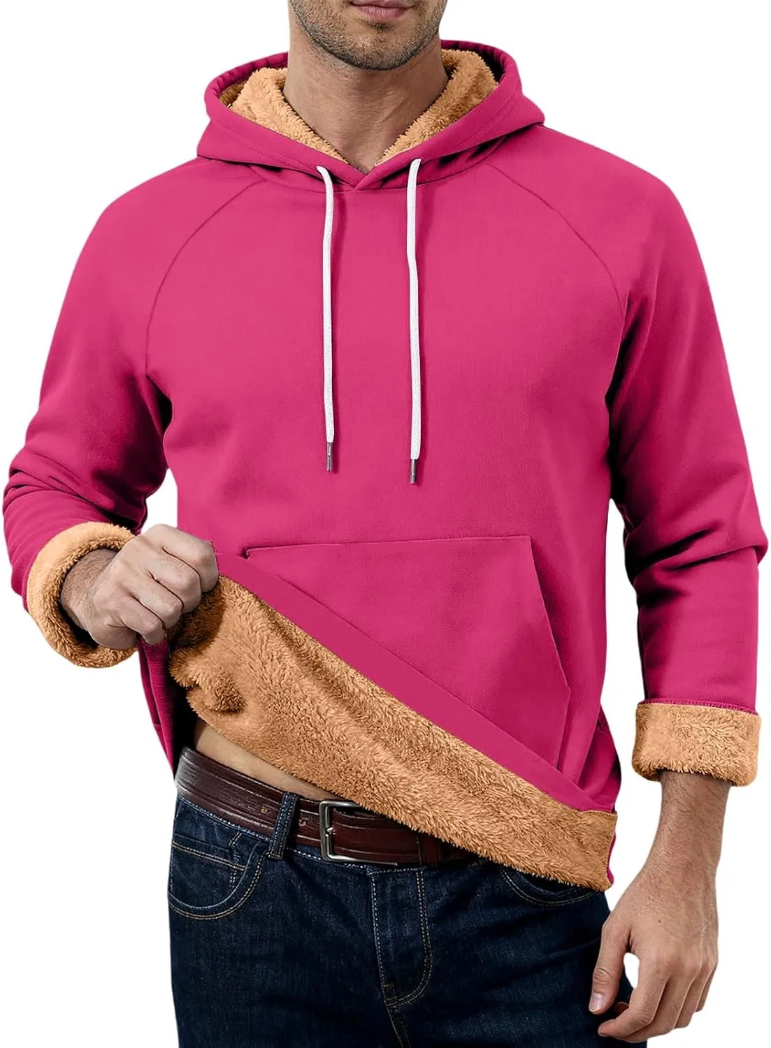 Толстовка с капюшоном на флисе, Hot Pink, мужская