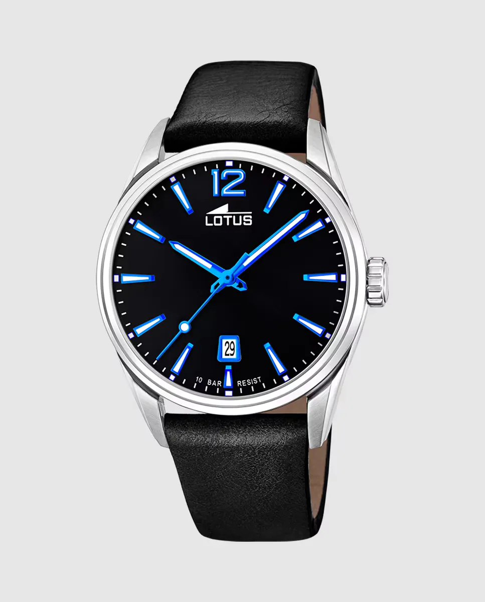 

Мужские часы 18693/6 Chrono черные кожаные LOTUS, черный