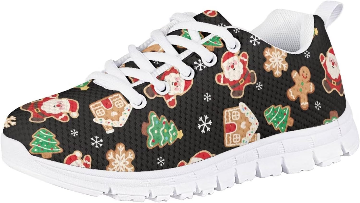 

Детские кроссовки Forchrinse для девочек и мальчиков, шнуровка, беговые и теннисные, легкая спортивная обувь, обувь для праздничных мероприятий, Santa Claus Pattern