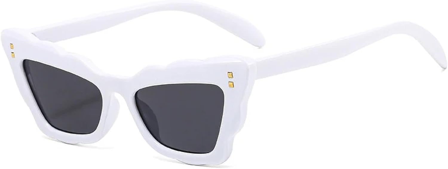 

Популярные модные солнцезащитные очки «кошачий глаз» для женщин, цветные, ретро, ​​с заклепками, для мужчин, градиентные, с защитой от УФ-излучения UV400 WNCKSQ, White Grey