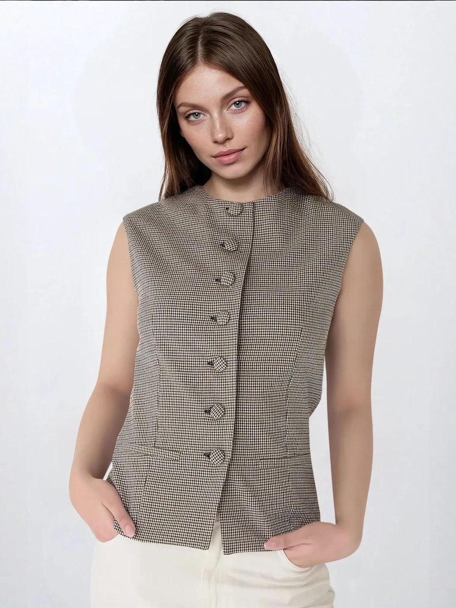 

Костюмный жилет Hiccup, коричневый/светло-бежевый