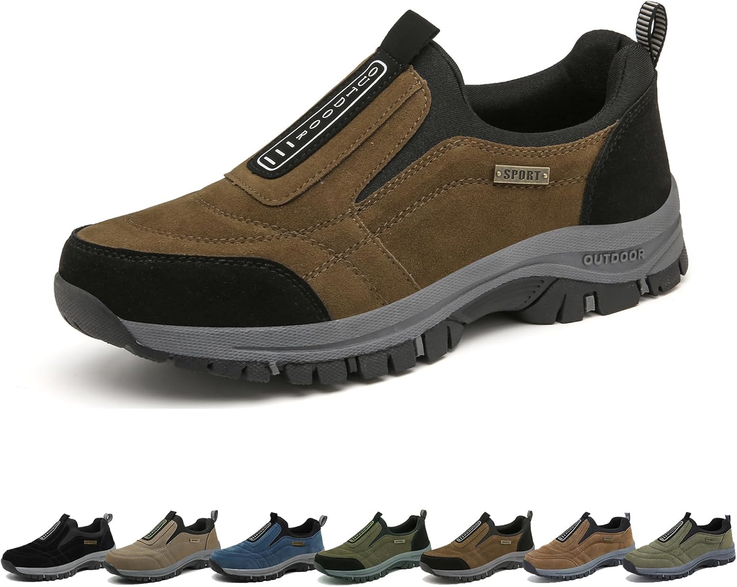 

Мужские водонепроницаемые походные туфли с ортопедической поддержкой, удобные легкие прогулочные туфли для мужчин, слипоны для активного отдыха Generic, черный/коричневый