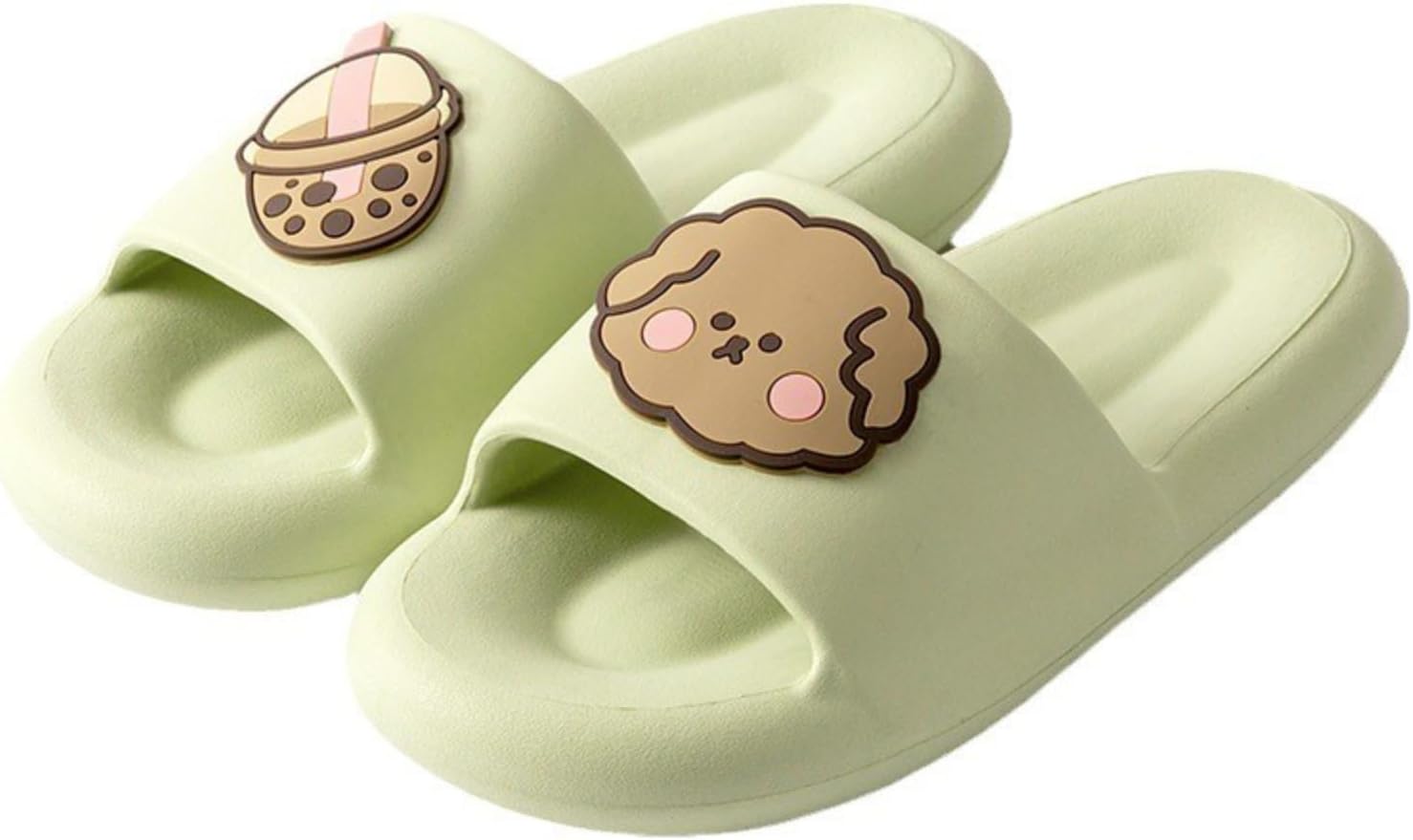

YASYGOSHOO Ультра-мягкие милые тапочки в виде собаки для мужчин и женщин; Нескользящие; Быстросохнущие; С толстой подошвой; Для ванной, плавания, пляжа, дома и улицы, зеленый